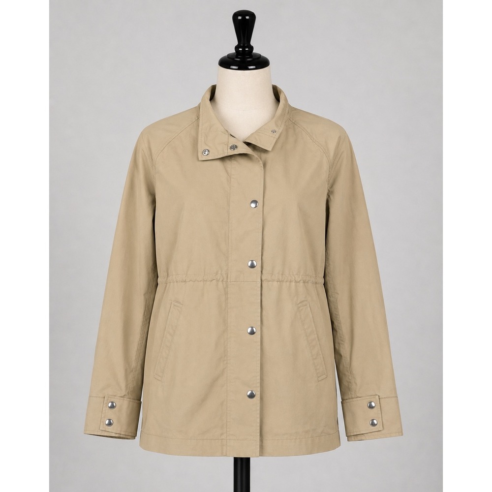 A New Day Womens Tan Utility Field Jacket Khaki Snap Front Size Medium New